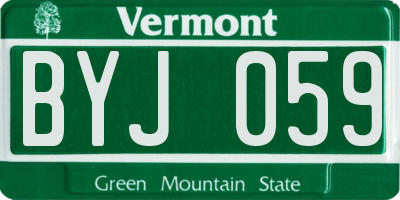 VT license plate BYJ059