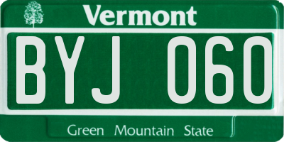 VT license plate BYJ060