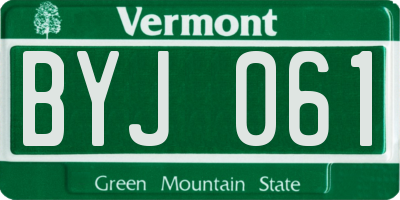 VT license plate BYJ061