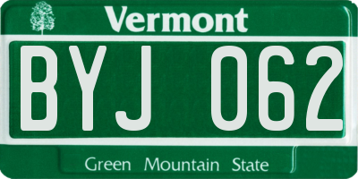 VT license plate BYJ062