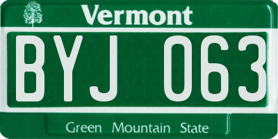 VT license plate BYJ063