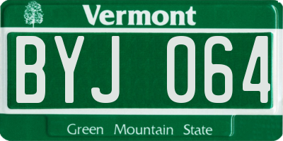 VT license plate BYJ064