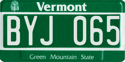 VT license plate BYJ065