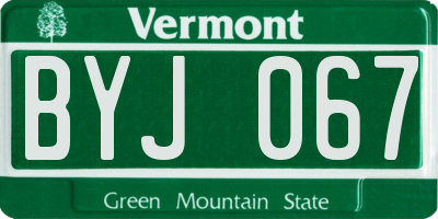 VT license plate BYJ067