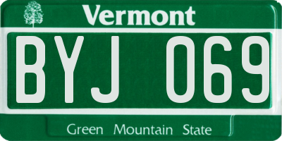 VT license plate BYJ069