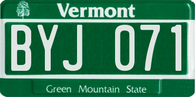 VT license plate BYJ071
