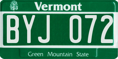 VT license plate BYJ072