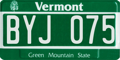 VT license plate BYJ075