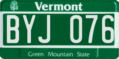 VT license plate BYJ076