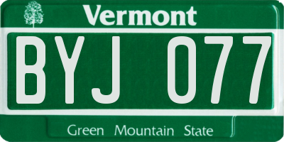 VT license plate BYJ077