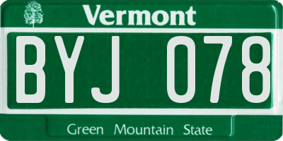 VT license plate BYJ078