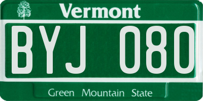 VT license plate BYJ080