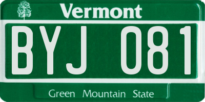 VT license plate BYJ081