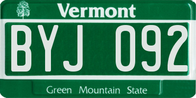 VT license plate BYJ092