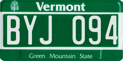 VT license plate BYJ094