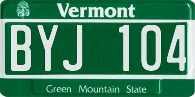 VT license plate BYJ104