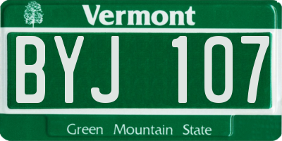VT license plate BYJ107