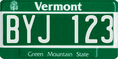 VT license plate BYJ123
