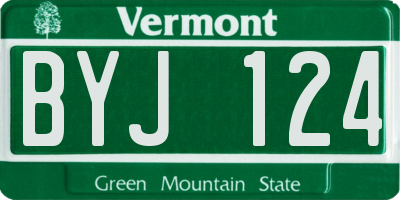 VT license plate BYJ124
