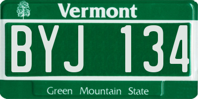 VT license plate BYJ134