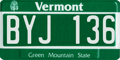 VT license plate BYJ136