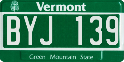 VT license plate BYJ139