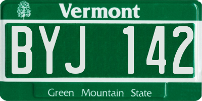 VT license plate BYJ142