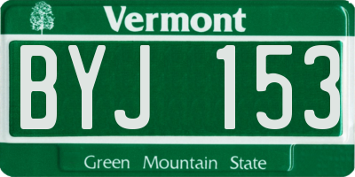 VT license plate BYJ153