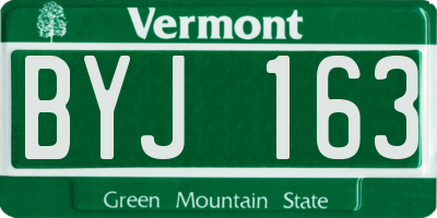 VT license plate BYJ163