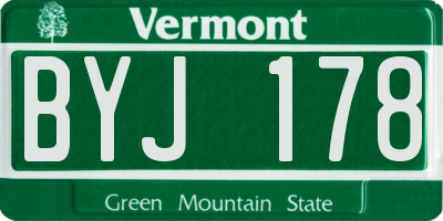 VT license plate BYJ178