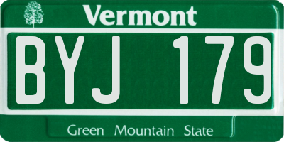 VT license plate BYJ179