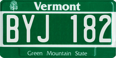 VT license plate BYJ182