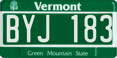 VT license plate BYJ183