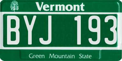 VT license plate BYJ193