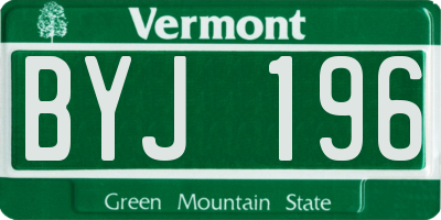 VT license plate BYJ196