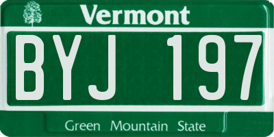 VT license plate BYJ197