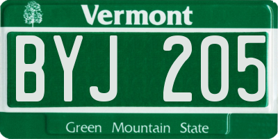 VT license plate BYJ205