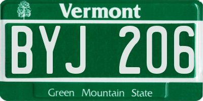 VT license plate BYJ206