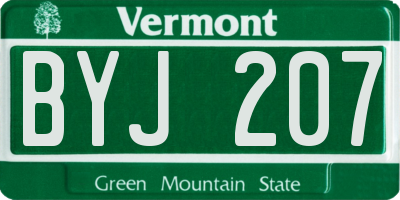 VT license plate BYJ207