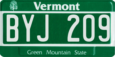 VT license plate BYJ209