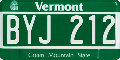 VT license plate BYJ212