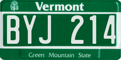 VT license plate BYJ214