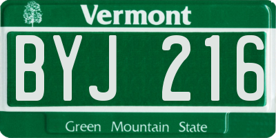VT license plate BYJ216