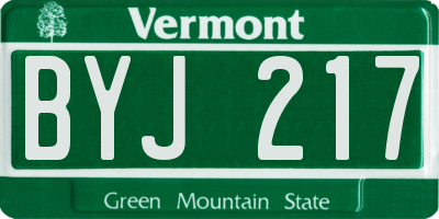 VT license plate BYJ217