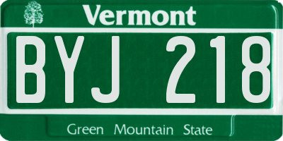VT license plate BYJ218