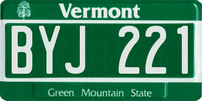 VT license plate BYJ221