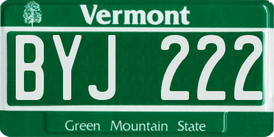VT license plate BYJ222