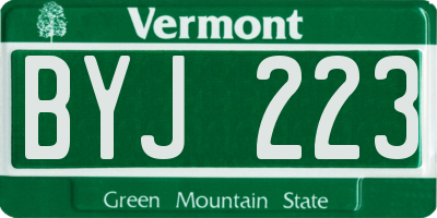 VT license plate BYJ223