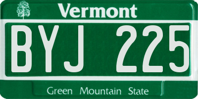 VT license plate BYJ225