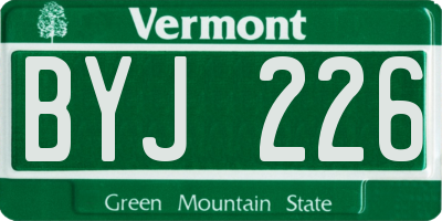 VT license plate BYJ226